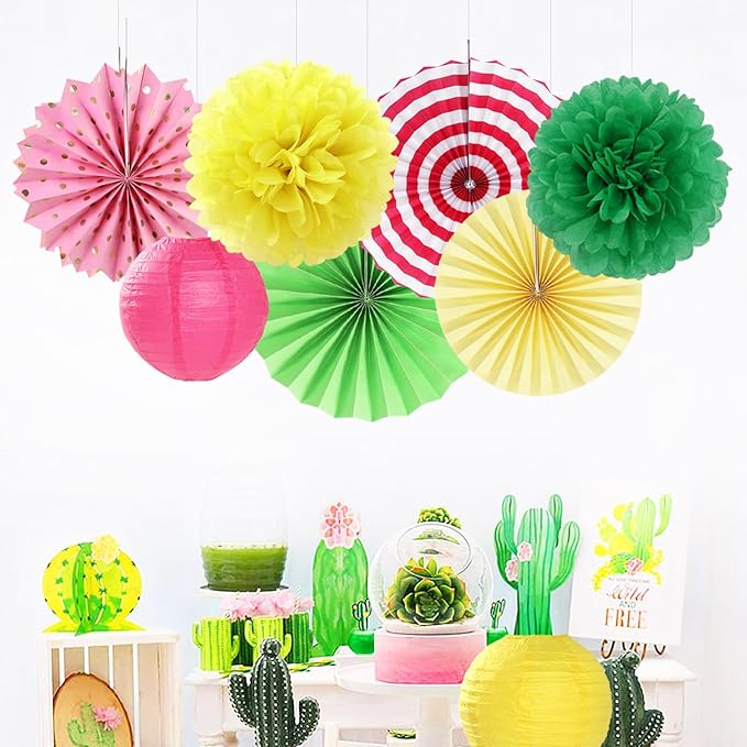 Hawaiian Pink Green-Yellow Party-Decorations - Image 5