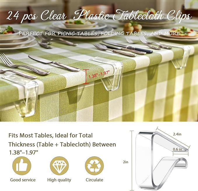 24 Pcs Clear Table Cloth Holder Clips - Image 2