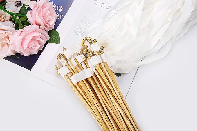 50pcs Ribbon Stick Wands Off White Streamers - Image 3
