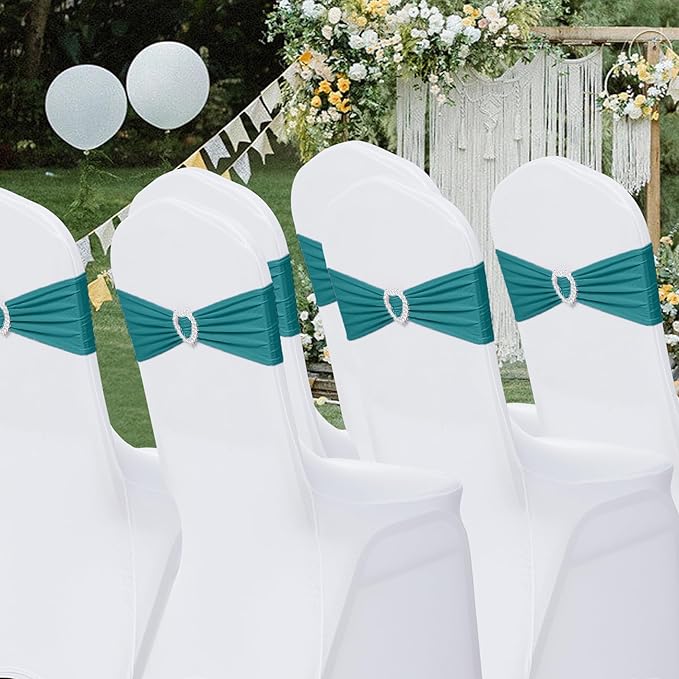 Howhic Pack of 60 Spandex Chair Sashes Bows Stretch Chair Cover Band - Image 7