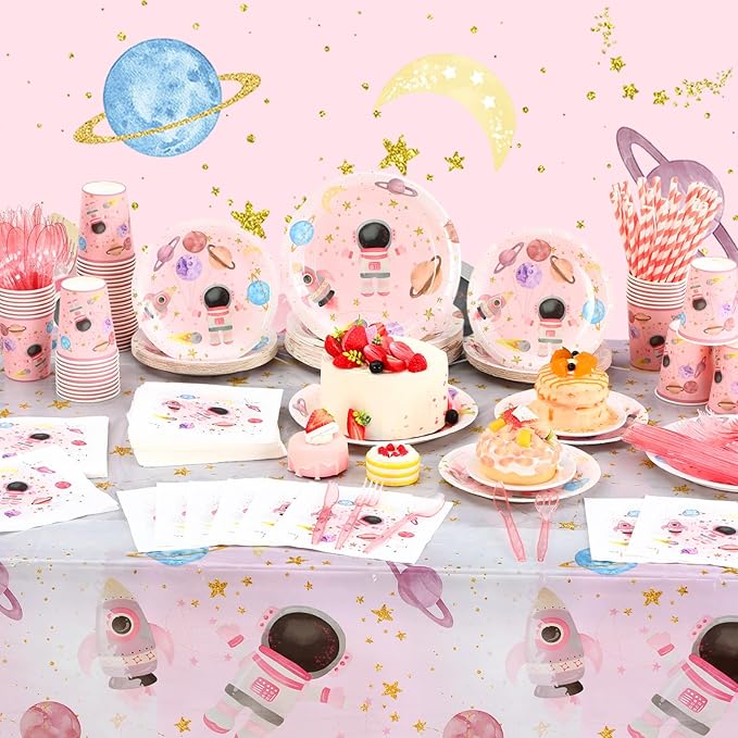 452 Pcs Pink Space Birthday Decorations - Image 5