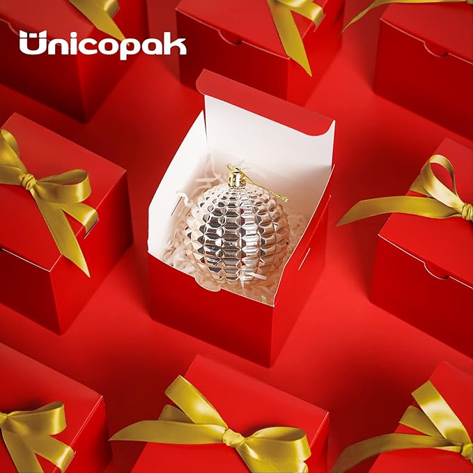 UnicoPak 4x4x4 Christmas Red Gift Boxes 50 Pcs, Holiday Gift Boxes Small Gift - Image 4