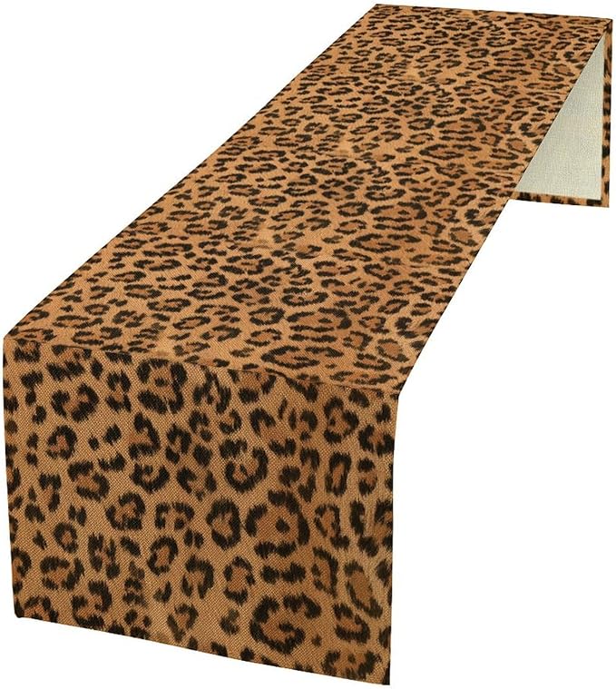 Leopard Print Table Runner Wildlife Vintage Cheetah Fur Spot Animal Skin Spots by ShiTingYu