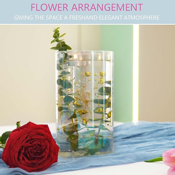 12pc Glass Cylinder Bud Vases for Centerpieces, 6 inch Tall Irised Crystal - Image 5