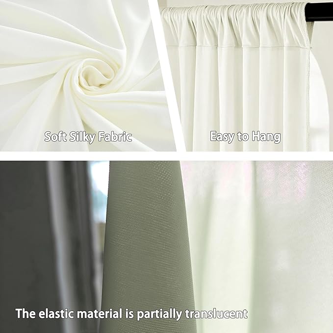 10 x 10 Feet Ivory White Backdrop Curtain - Image 3