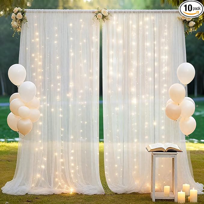 Ledido 10×8ft Tulle Backdrop Curtains by Ledido