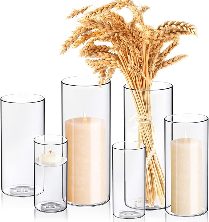 WDHODEC Cylinder Flower Vases 6PCS, Hurricane Candle Holders Pillar Votives - Image 8