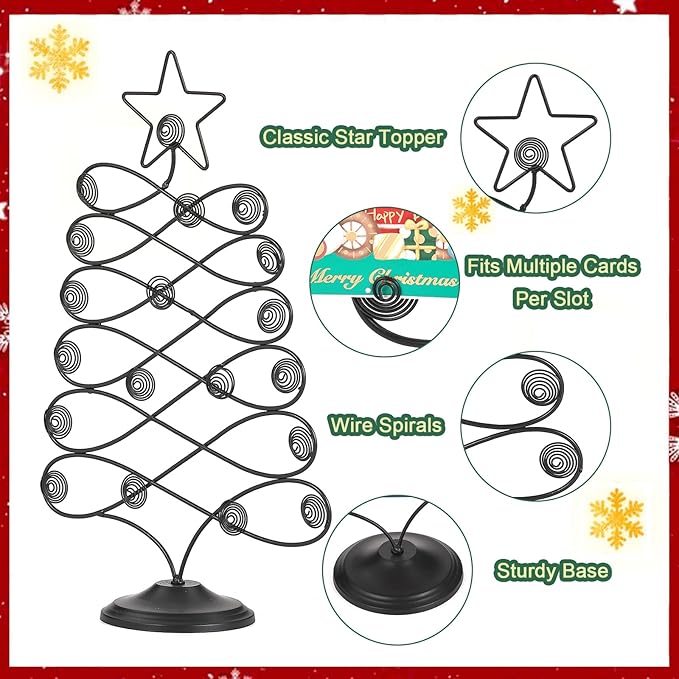 Decorative Metal Christmas Tree Card Holder, 18 Inch Tabletop Holiday Card - Image 5