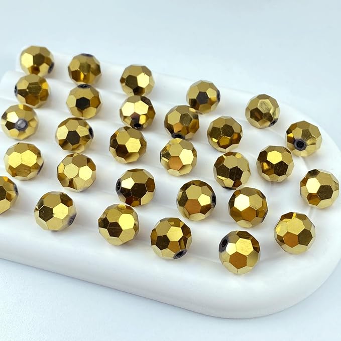 100 PCS 8mm Crystal Glass Beads Round Multiple Faceted Loose Spacer Glass Beads by Tingoons