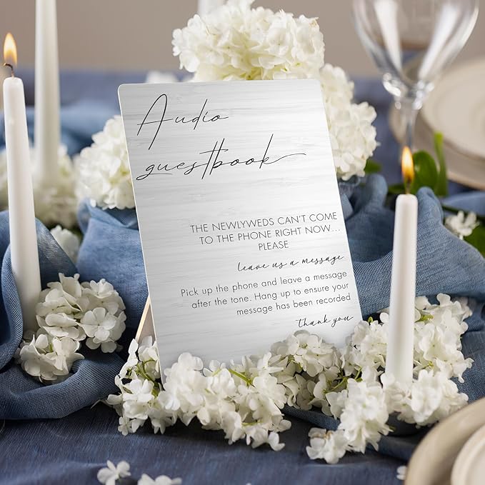 Audio Guestbook Sign, Wedding Guestbook Wooden Sign Stand 5x7inch, Message - Image 2