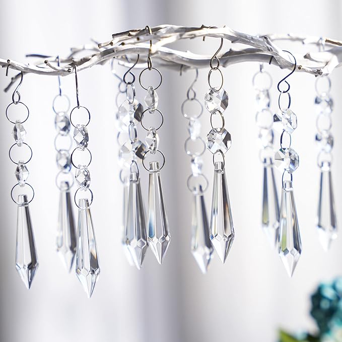 20pcs 55mm Chandelier Icicle Crystal Prism Suncatcher, Crystals by HDHYALINEDORA