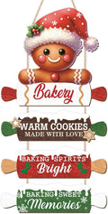 CHDITB Wooden Gingerbread Bakery Christmas Door Hanger, Rustic Christmas Wall by CHDITB