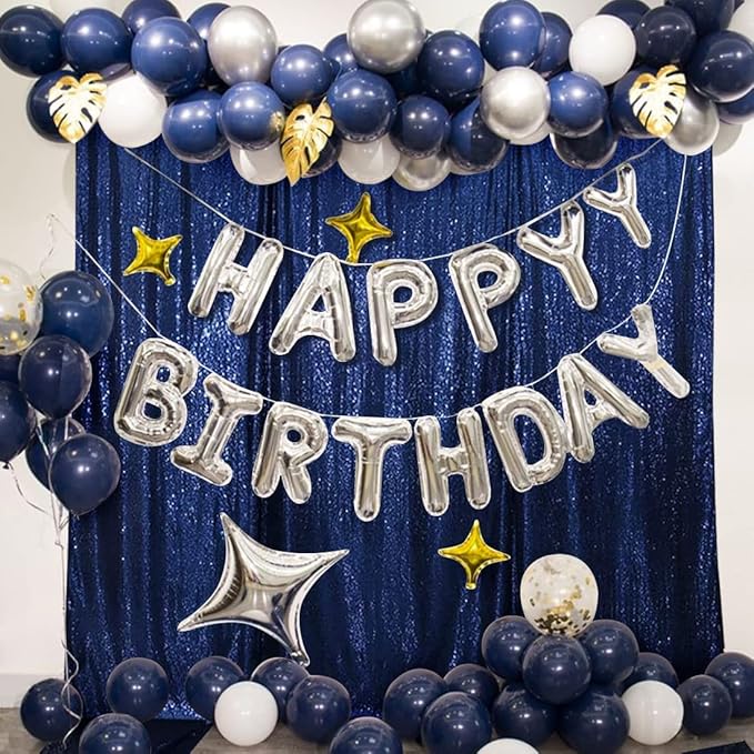 Poise3EHome 7Ft x 7Ft Navy Blue Sequin Backdrop, Glitter Thick Satin Sequin - Image 3