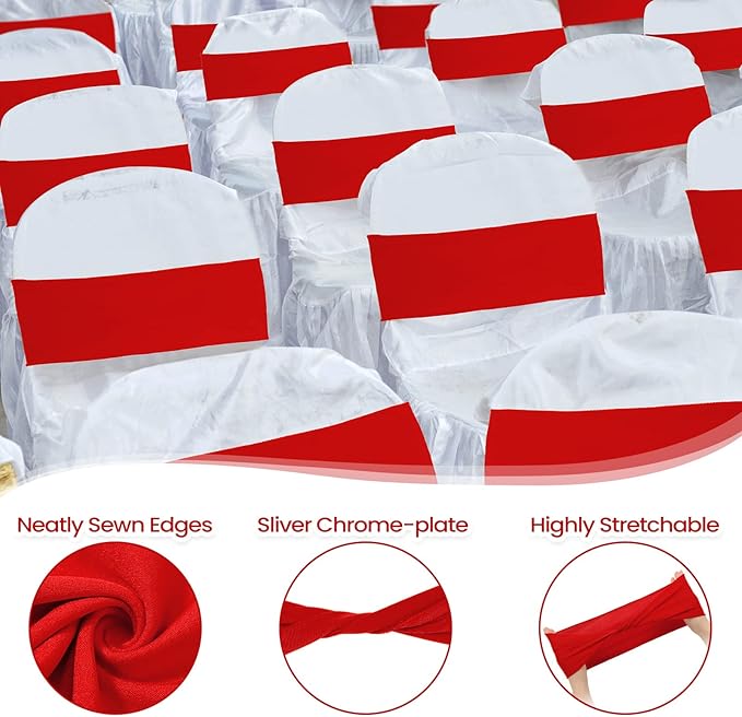 Kinlop 50 Pcs Spandex Chair Sashes Bows Chair Bands Slider Sashes - Image 3