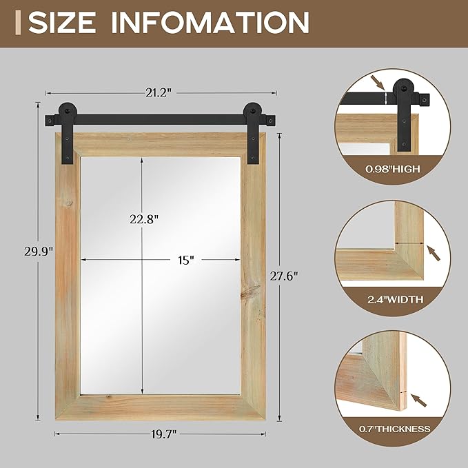 COGOOD Farmhouse Barn Door Mirror - Image 4