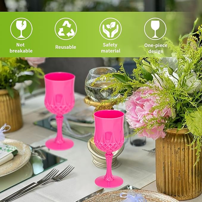 Plastic Vintage Wine Glasses 7OZ Plastic Goblets Vintage Drinking Glasses 24PCS - Image 4