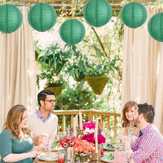 BEISHIDA 12-Inch Green Round Paper Lanterns Hanging Decorative Chinese Paper - Image 5