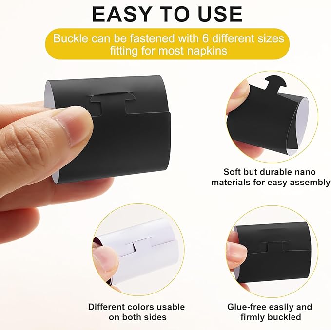 Polymer Material Reusable Napkin Band, Glue-Free Tear-Proof Water Resistant - Image 6