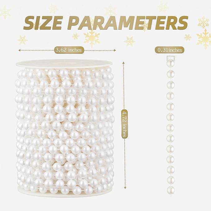 48 Feet Faux Pearl Beads Garland 8mm Craft String Pearls - Image 3