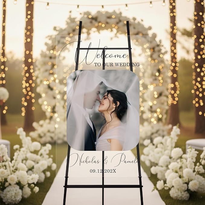 Personalized Wedding Photo Acrylic Welcome Sign – Custom Picture Board by Unknown