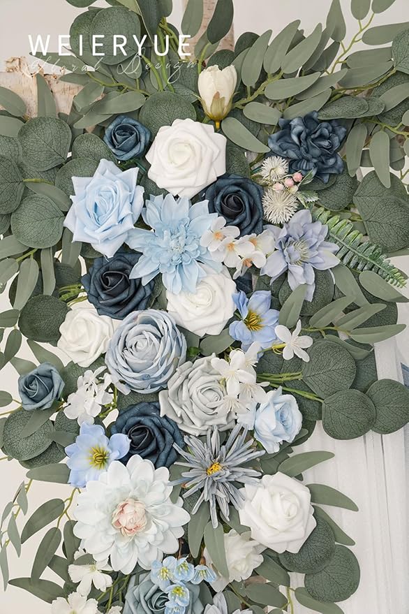 Deluxe Blue Artificial Wedding Arch Flowers - Image 6