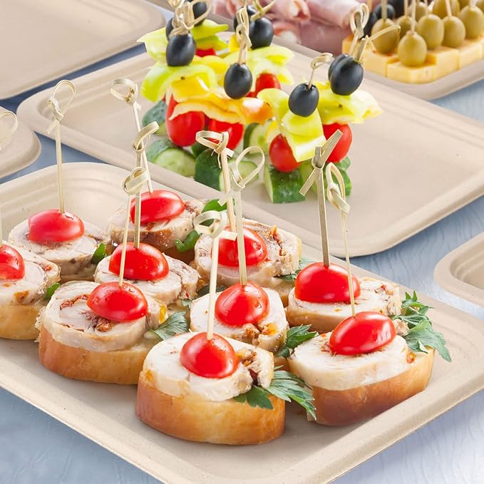 Gezond 50 Pack 14 Inch Disposable Food Trays Eco-friendly Heavy-Duty Large - Image 4