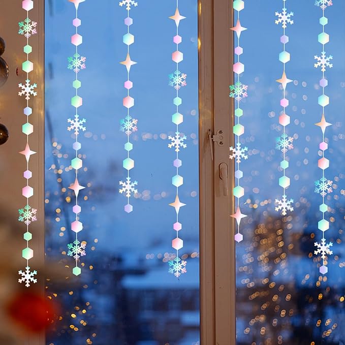 Snowflake-Snow Iridescent-Holographic Christmas Party-Decorations Streamers - - Image 5