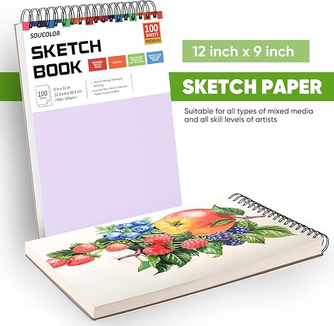 Soucolor 9" x 12" Aesthetic Sketch Book, Japanese Stationary Sketching Supplies - Image 6