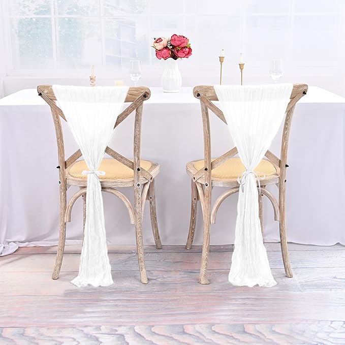 50 PCS Cheesecloth Chair Sashes Bows Wedding Aisle Decorations Chair Ribbon - Image 5