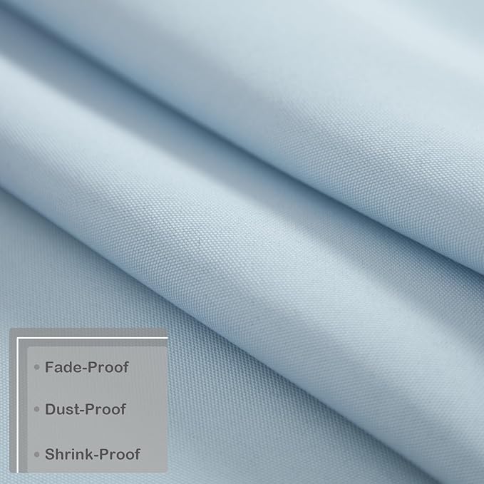 Small Round Light Blue Tablecloth 24 Inch Polyester Fabric Washable Table Cover - Image 5