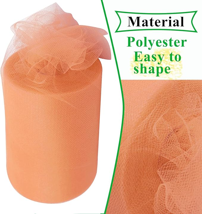 Peach Tulle Fabric Rolls 6 Inch by 100 Yards Fabric Spool Tulle Ribbon - Image 2