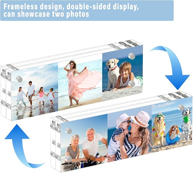 HELPLEX 3 Pack 2x6 Acrylic Picture Frames, 20mm Thicker Frameless Clear Double - Image 4