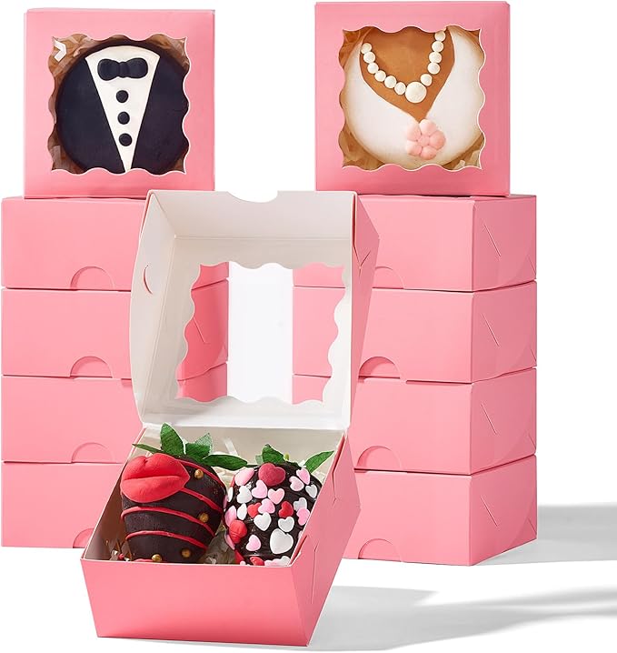 RomanticBaking 3 ¼" x 3 ¼" x 1 ½" 50PCS Chocolate Truffle Boxes by RoanticBaking