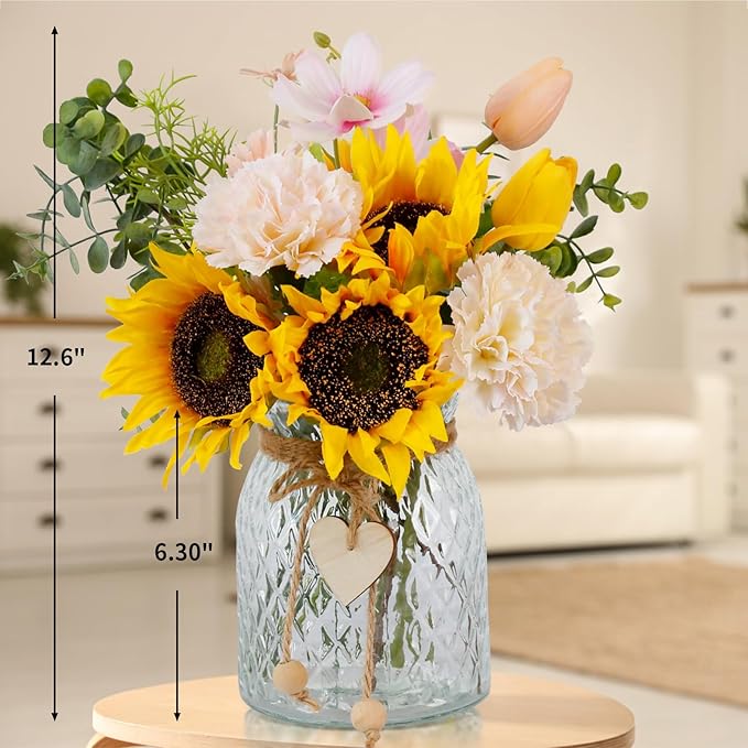 Fake Flowers in Vase, Artificial Sunflower Bouquets in Vase - Image 3