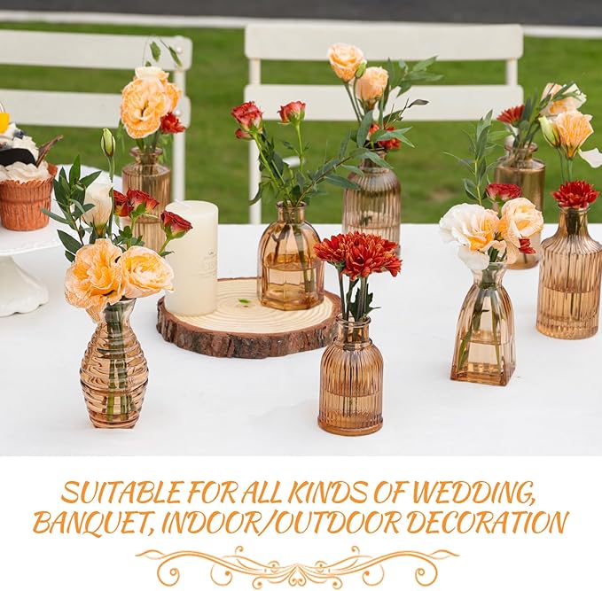 Bud Vases Set of 12, Amber Vase Small Glass Vases - Image 4
