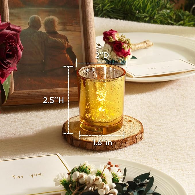 Homemory 36 Pcs Gold Votive Candle Holders, Mercury Glass Candle Holder - Image 2