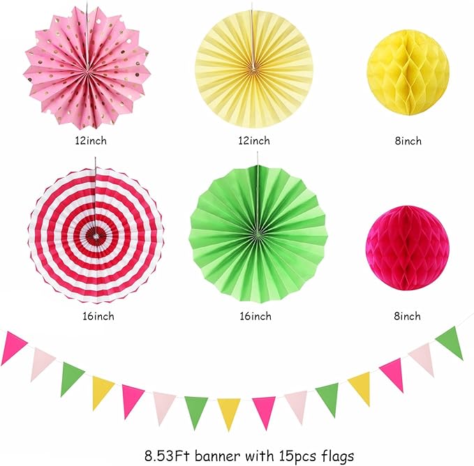 Hawaiian Pink Green-Yellow Party-Decorations - Image 2