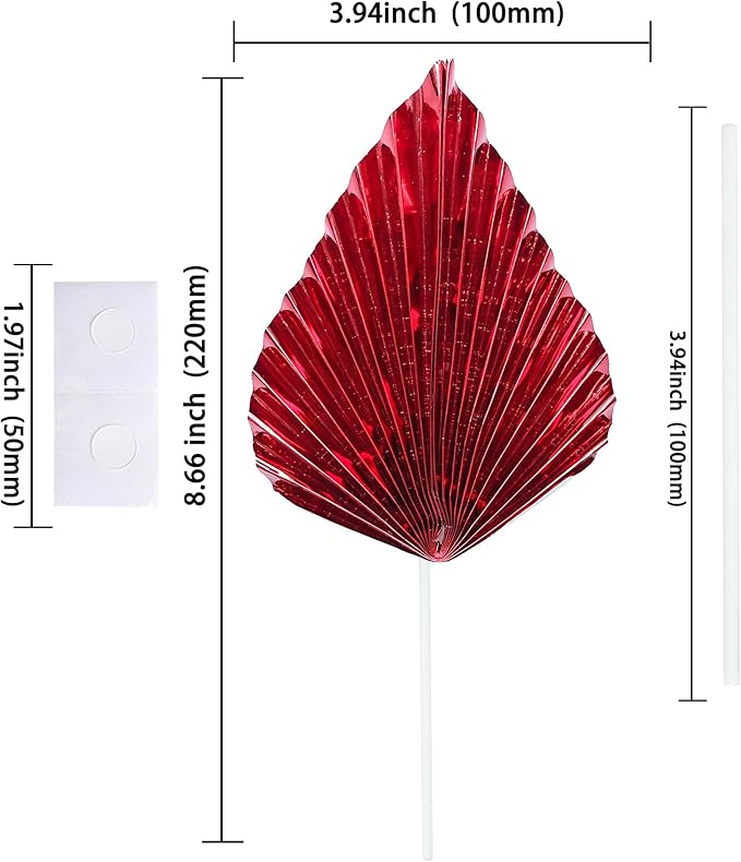 Ephlyn 6Pcs Paper Palm Leaves Fan Cake Toppers Palm Leaf Fan Cake Picks Craft - Image 2
