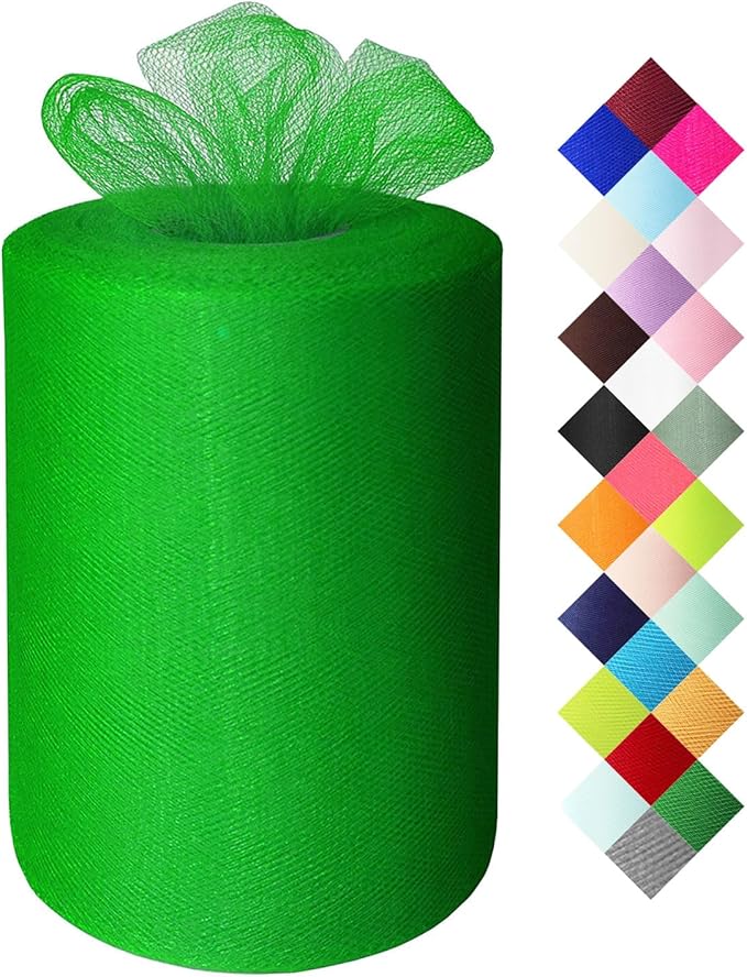 Emerald Green Tulle Fabric Roll 6 Inch X 300 FT Matte Tulle Ribbon Netting Mesh by MIGLORIA