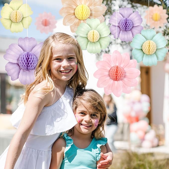 SUNBEAUTY 9 PCS Pastel Rainbow Party Decorations 10 Inch Giant Paper Flowers 3D - Image 5