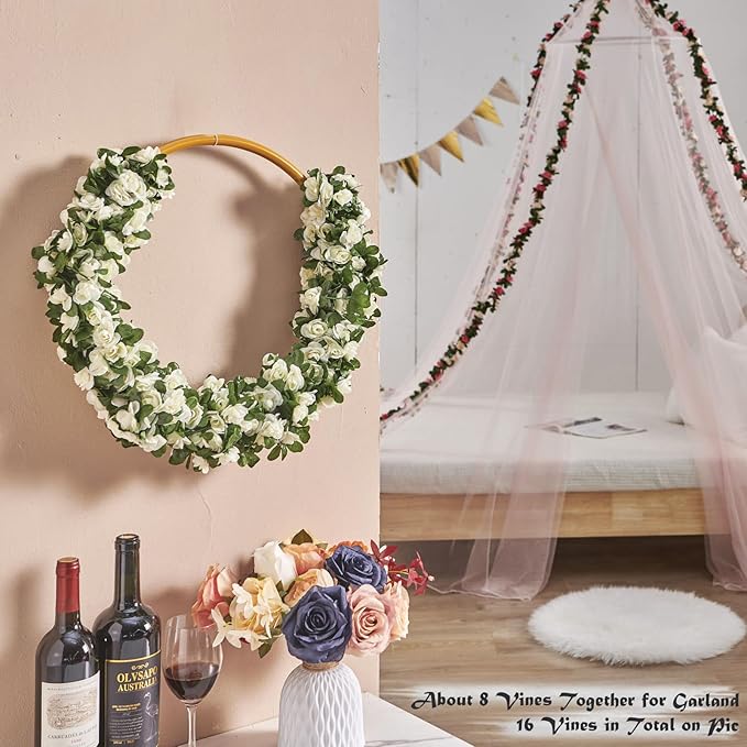 6 Pcs x 8.2 ft Flower Garland Artificial Rose Vine Flowers - Image 5