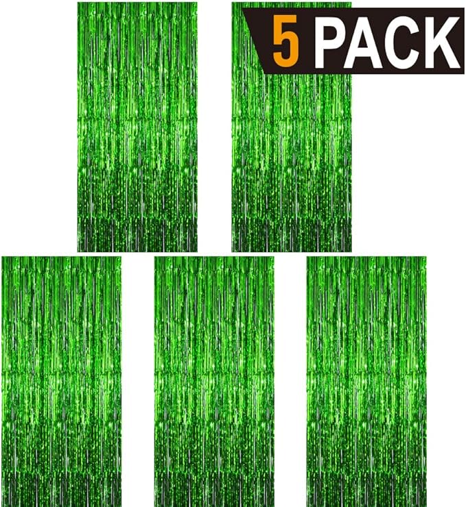 GOER 3.2 ft x 9.8 ft Metallic Tinsel Foil Fringe Curtains Party Photo Backdrop - Image 2