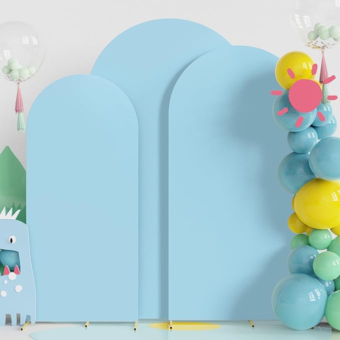 Fomcet Wedding Arch Cover 7.2FT, 6FT Dusty Blue Spandex Fitted Fabric Backdrop by Fomcet
