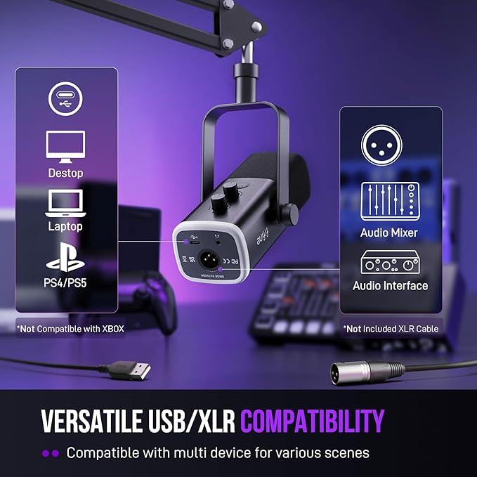 FIFINE XLR/USB Gaming Microphone Set, Dynamic PC Mic - Image 7