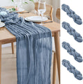 Asee'm 4pcs Cheesecloth Table Runner 120 Inches Long Dusty Blue Boho Gauze by Aseem