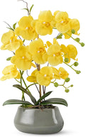 Orchid Artificial Flowers with Gray Vase Large Silk Faux Phalaenopsis Flowers by ABetterDayStartsHere