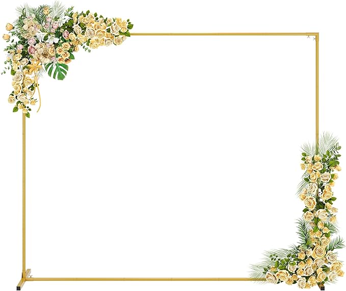 Walensee 7.9FTx6.6FT Gold Wedding Arch Backdrop Stand, Adjustable Square Metal by Home