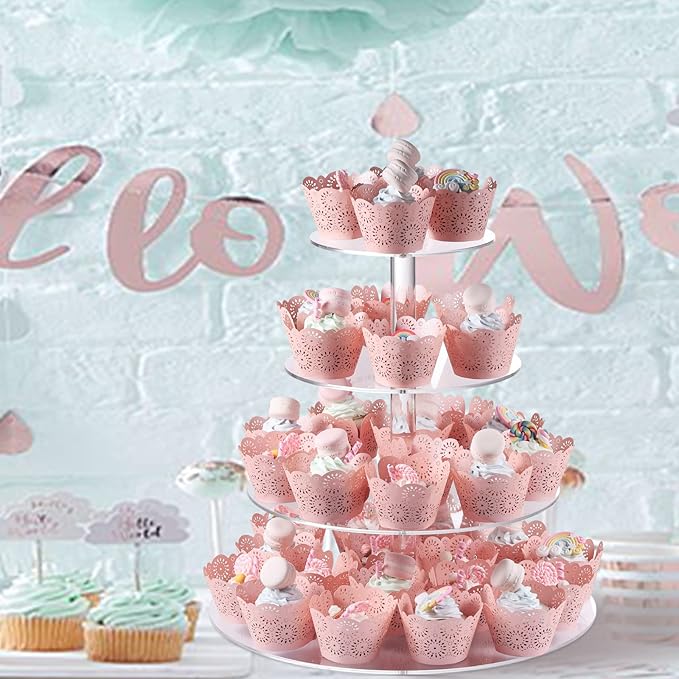 Boxalls Cupcake Stand, 4 Tier Round Acrylic Cupcake Display Stand Holder - Image 3
