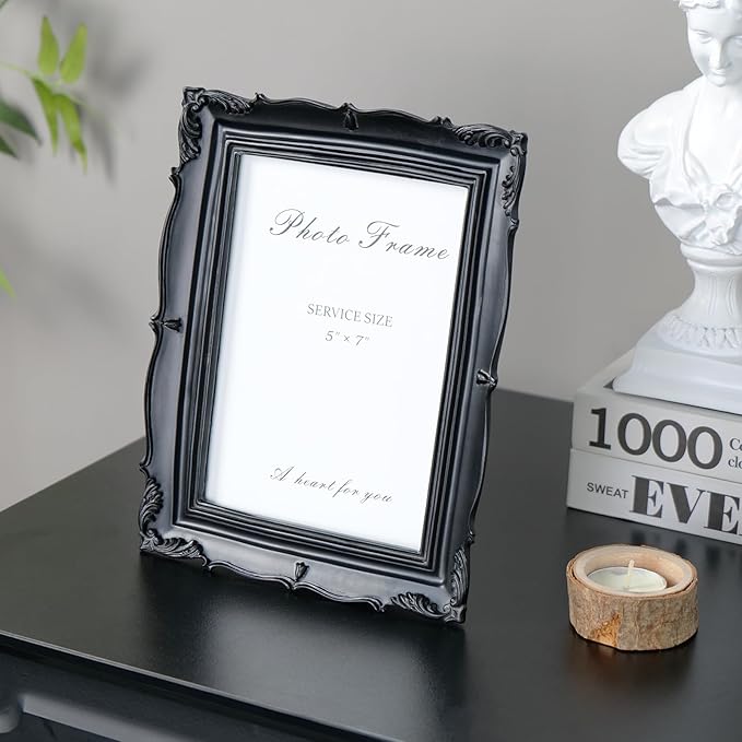 Cuspin Vintage 5x7 Picture Frame Black, Handmade Resin Frame - Image 3