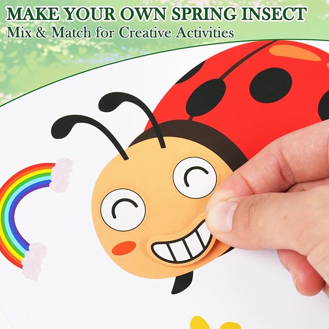 Aowplc 32 Sheets Insect Make-a-Face Stickers - Image 3